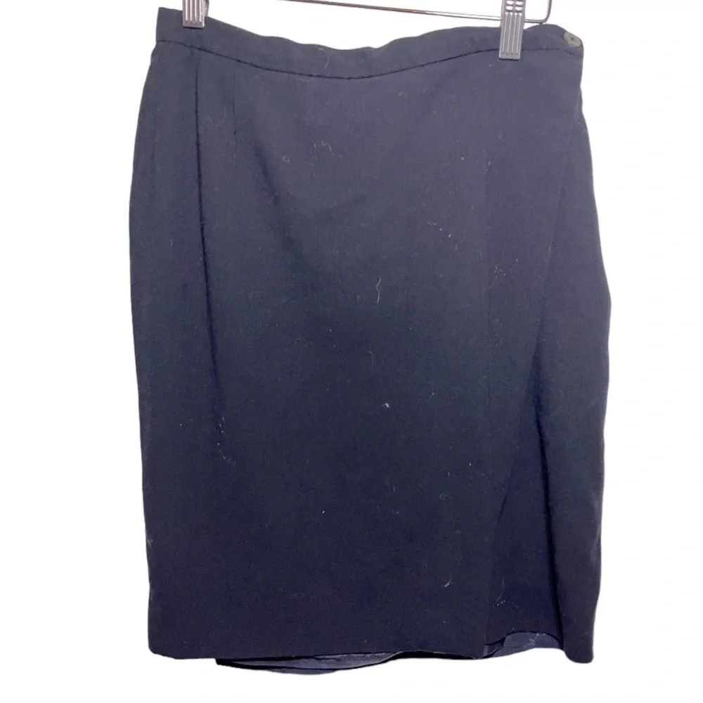 Giorgio‎ Armani Navy Blue 100% New Wool Pencil Skirt 44